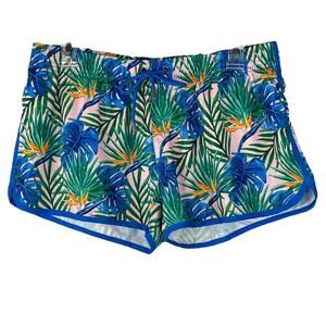 Franks Swim Large Board Shorts Quick Dry Palm Leaf Pockets Elastic Waist Multi